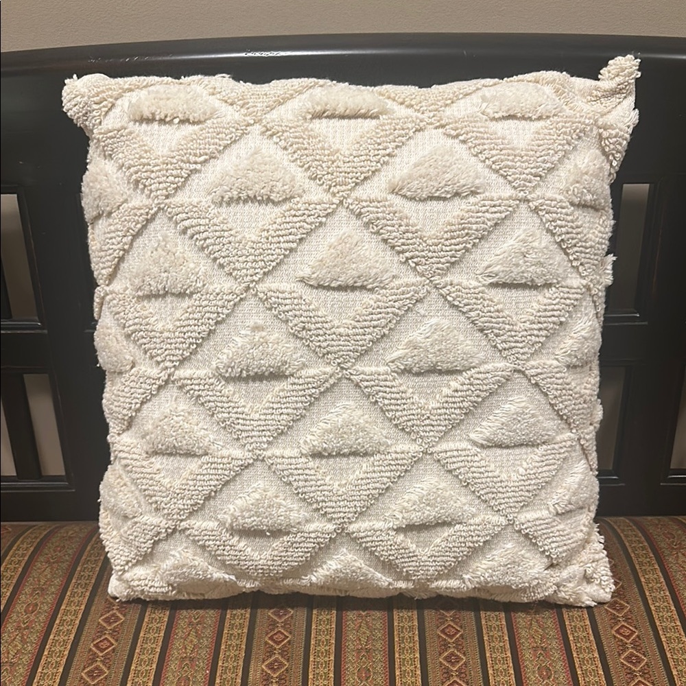 Textured Cream Throw Pillow  Boho Style NEW
